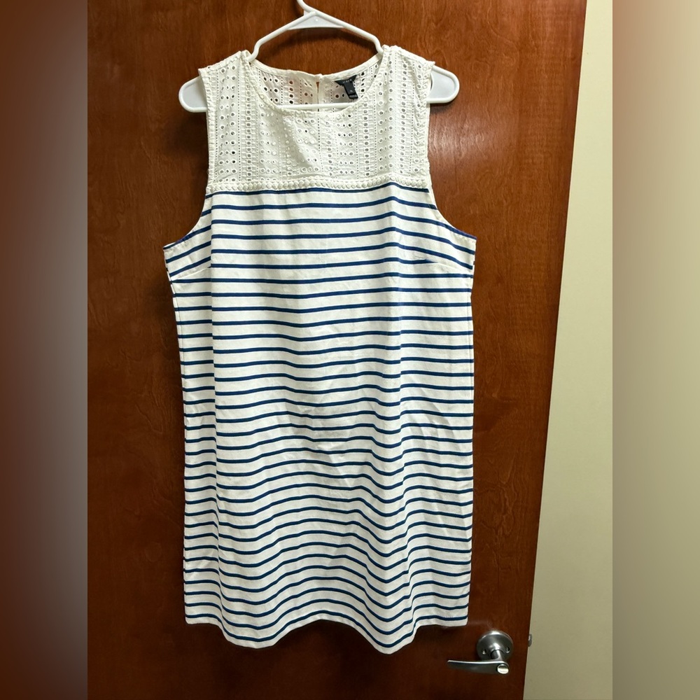 J. Crew Blue and White Striped Midi Dress/ new without tags Sz XL